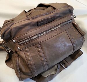 Liebeskind Carla Brown / Gray Genuine Leather Convertible Shoulder Bag Rare